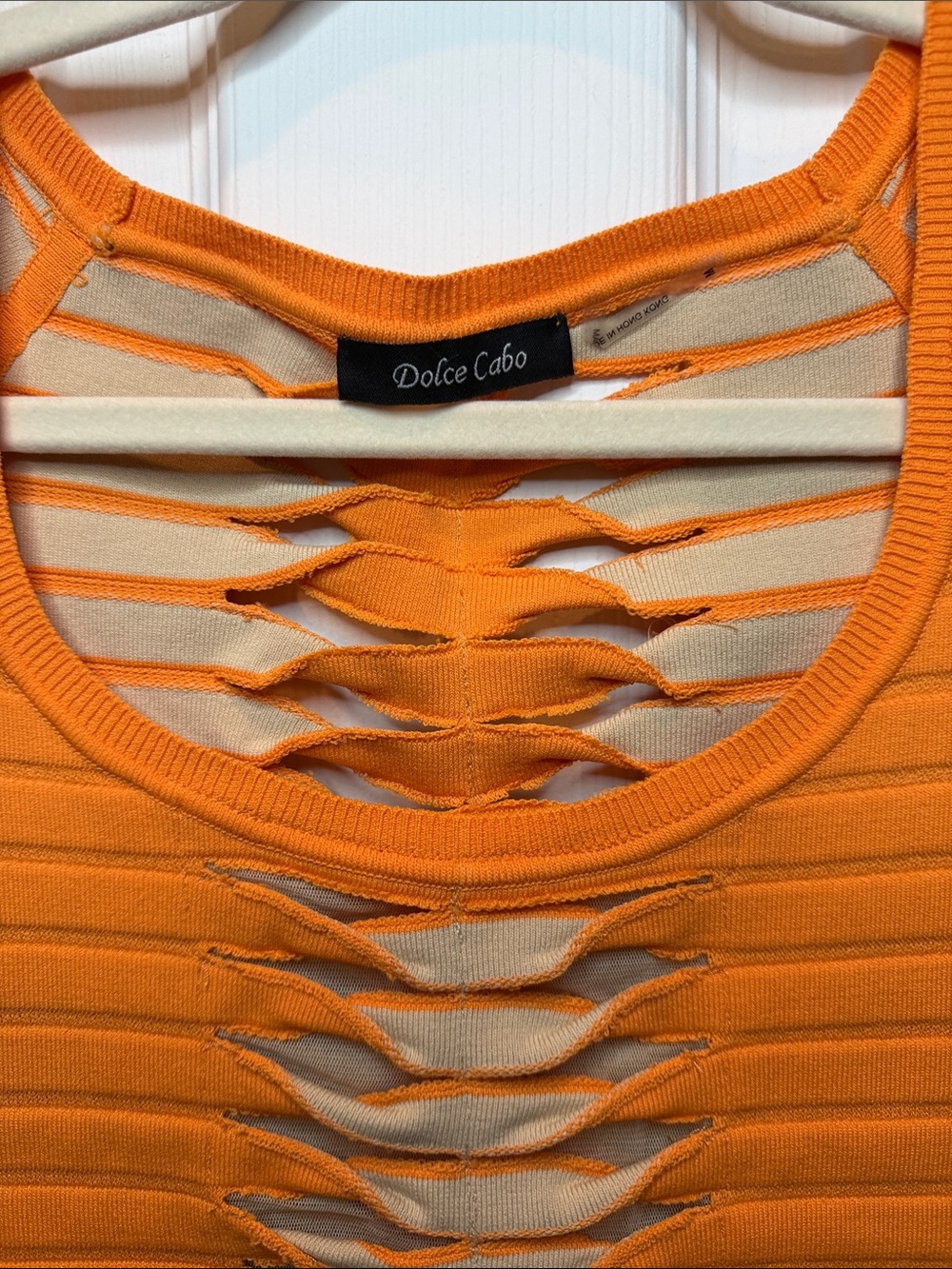 Dolce Cabo Orange Ribbed Ladder-Cut Tank - Picture 2 of 7